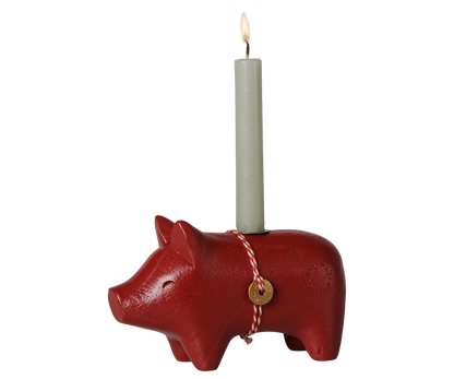 Maileg träljusstake, gris, liten – röd
